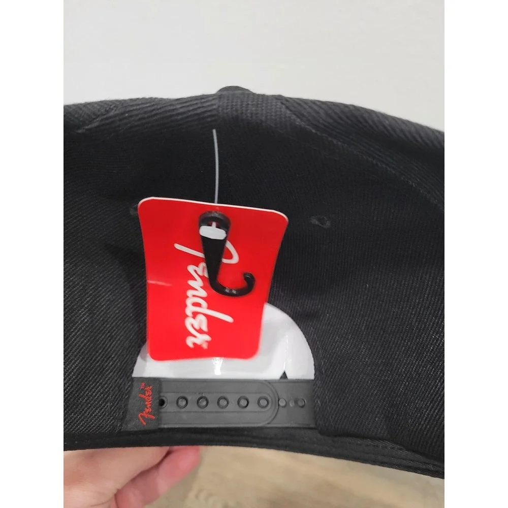 Fender Snapback Hat Black Camo Flat‎ Brim Red Embroidered Logo Adjustable #5